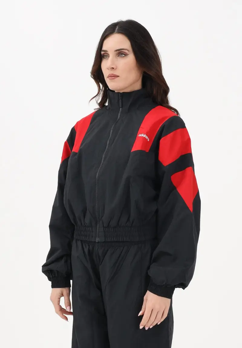 Giacca a vento BLOCKED WASHED nera e rossa da donna