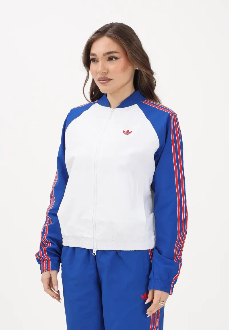 Giacca a vento SST bianca, blu e rossa da donna