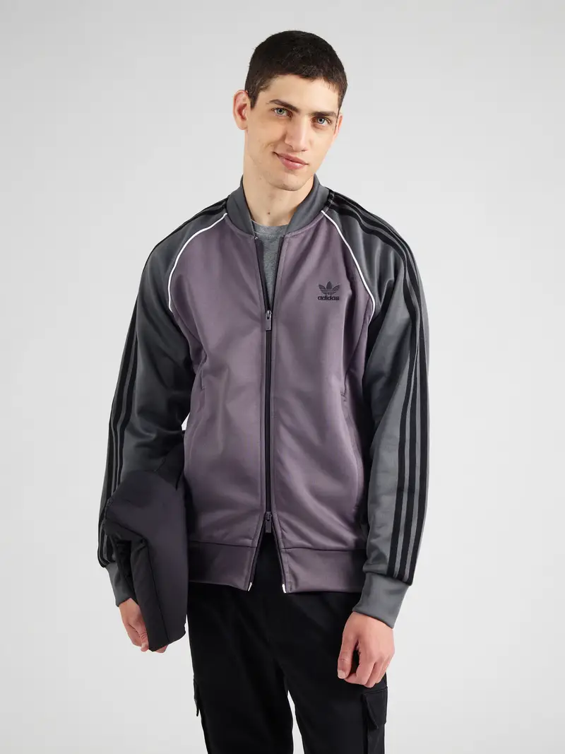 Giacca di felpa Adicolor Classics Sst grigio scuro / mora / nero miniatura 2