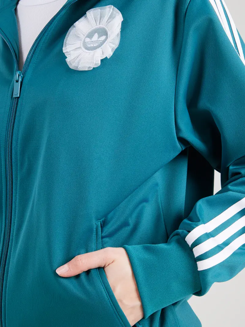 Giacca di felpa petrolio / bianco miniatura 3