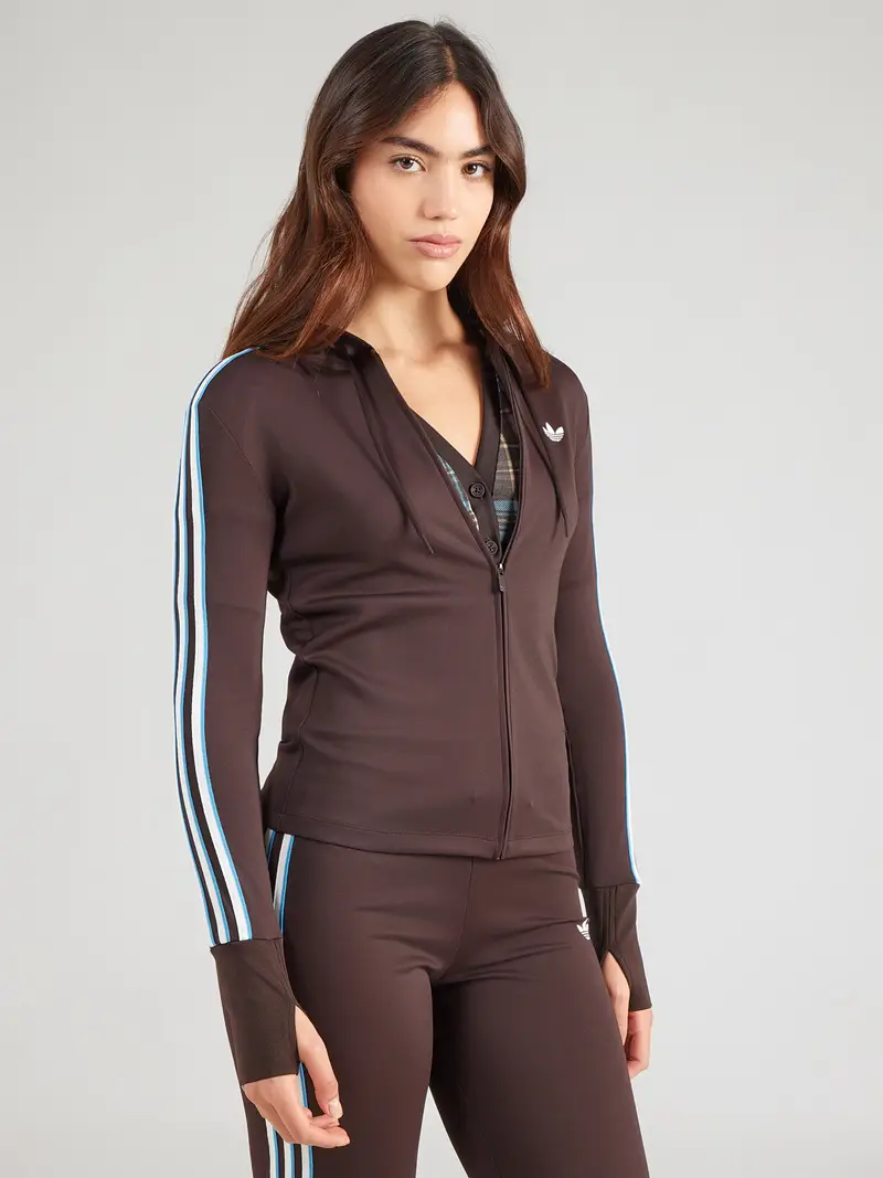 Giacca di felpa Trefoil blu chiaro / cioccolato / bianco miniatura 2