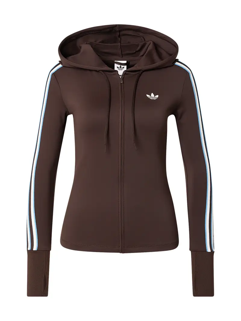 Giacca di felpa Trefoil blu chiaro / cioccolato / bianco