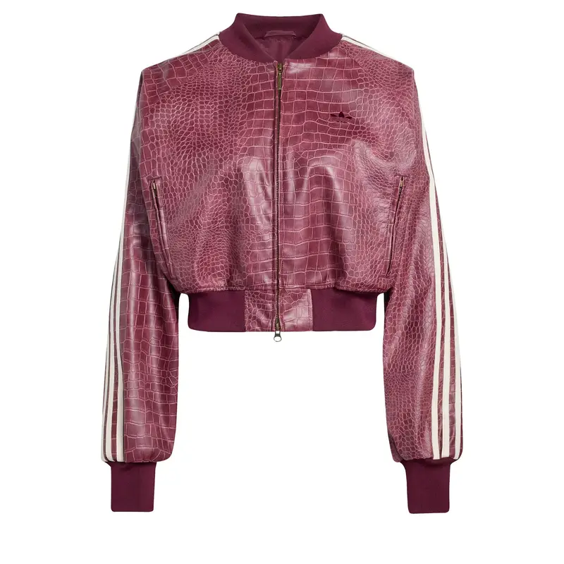 Adidas Originals Giacca bomber donna borgogna e bianco in finta pelle