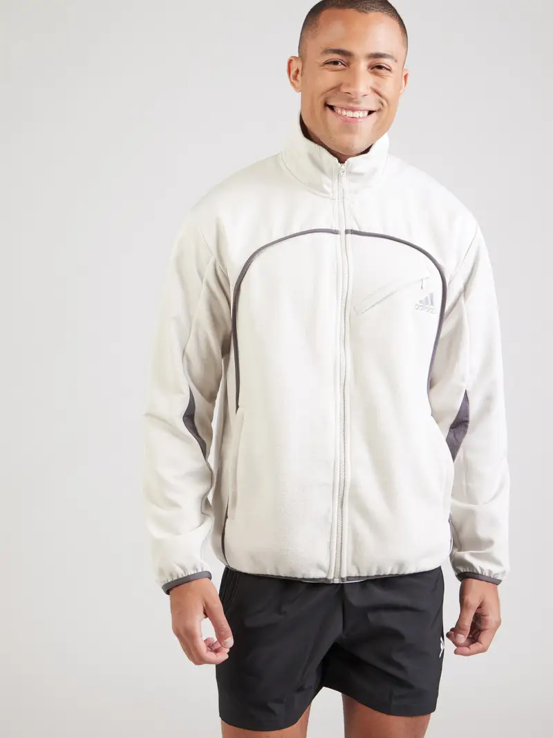 Giacca di pile avorio / grigio scuro miniatura 2