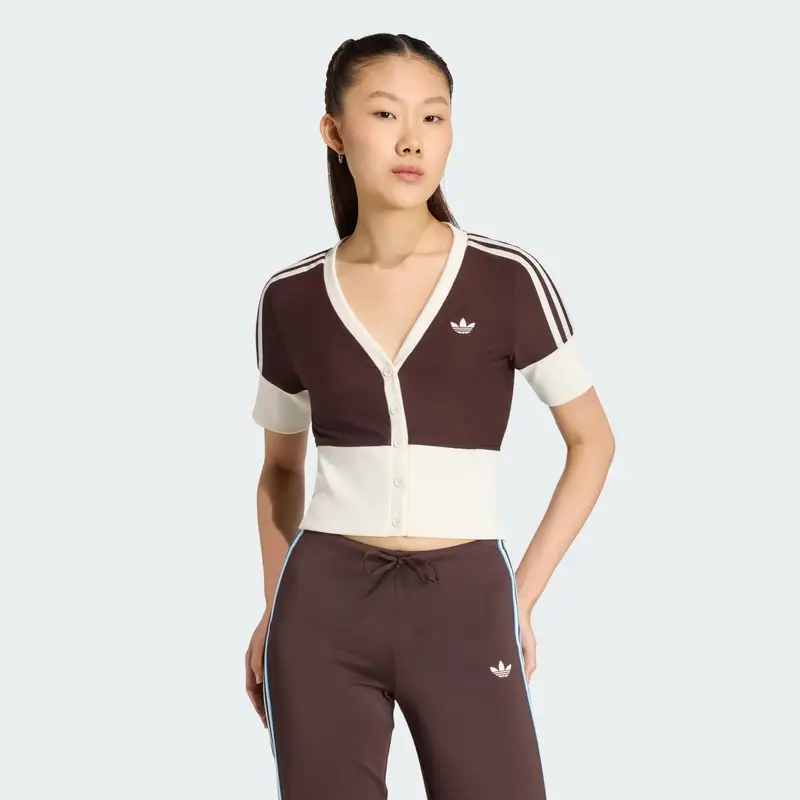 Giacchetta V-NECK SHIRT WITH marrone / bianco miniatura 2