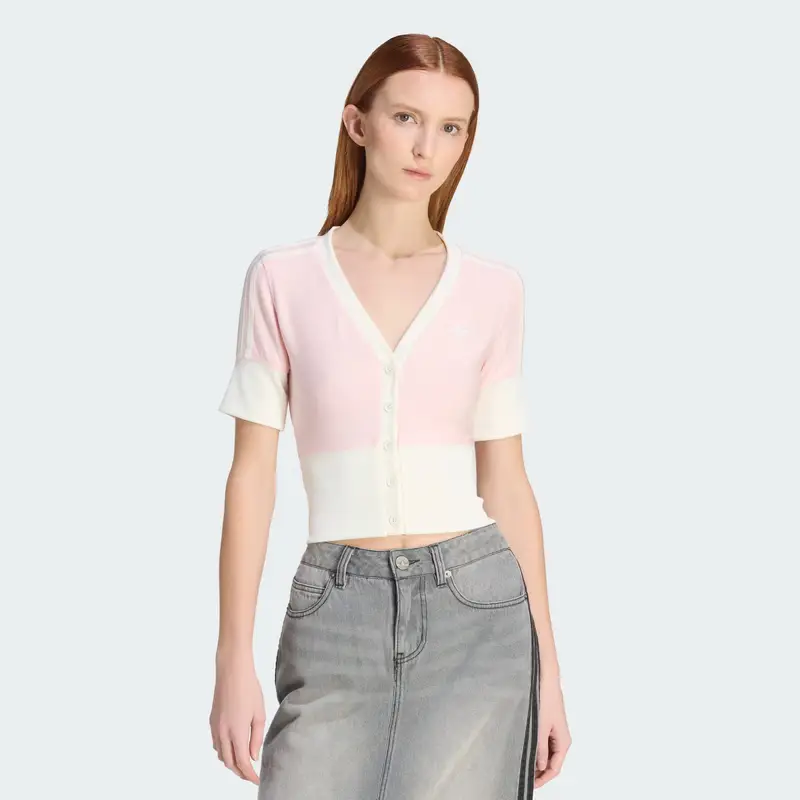 Giacchetta V-NECK SHIRT WITH rosa / bianco miniatura 2