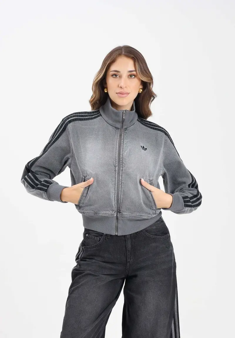 Giubbotto Adicolor in denim grigio da donna miniatura 2