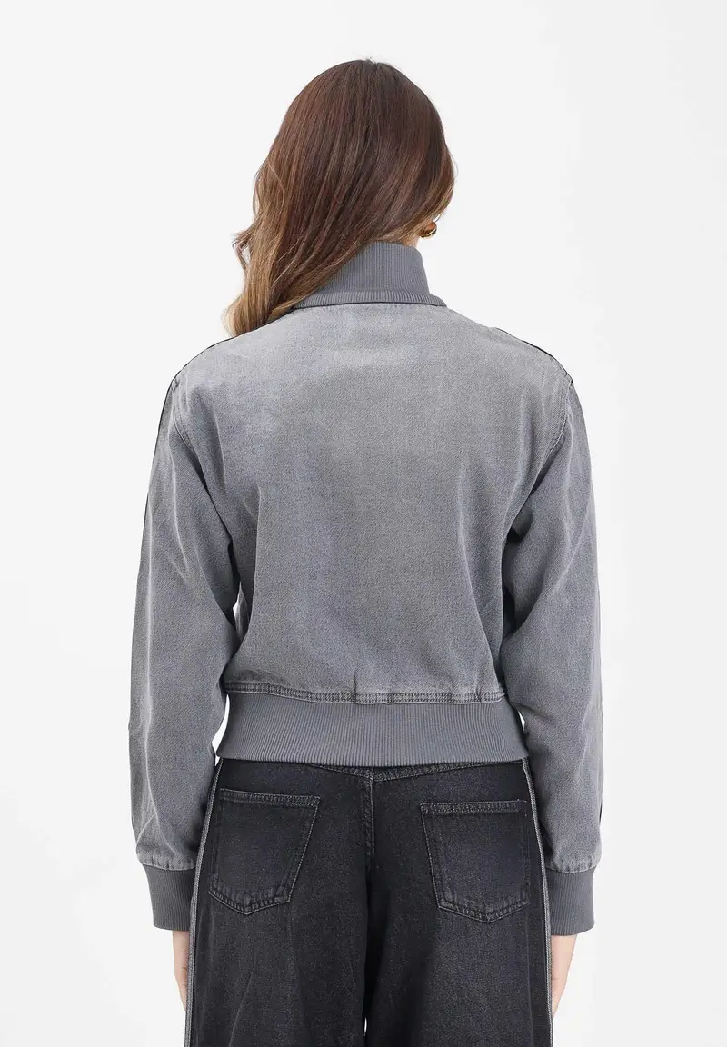 Giubbotto Adicolor in denim grigio da donna miniatura 3