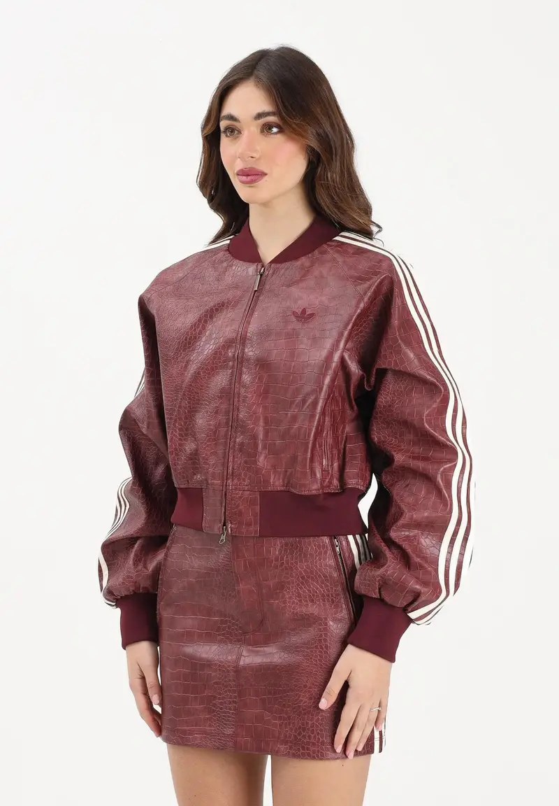 Giubbotto Pleather bordeaux da donna