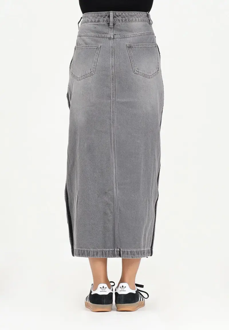 Gonna Adicolor 3-Stripes in denim grigio da donna miniatura 3