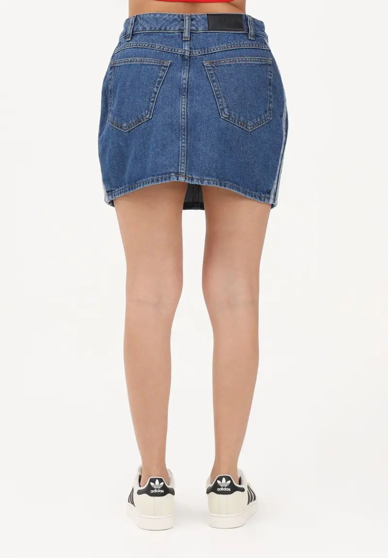 Gonna corta 3-Stripes in denim medio da donna miniatura 3