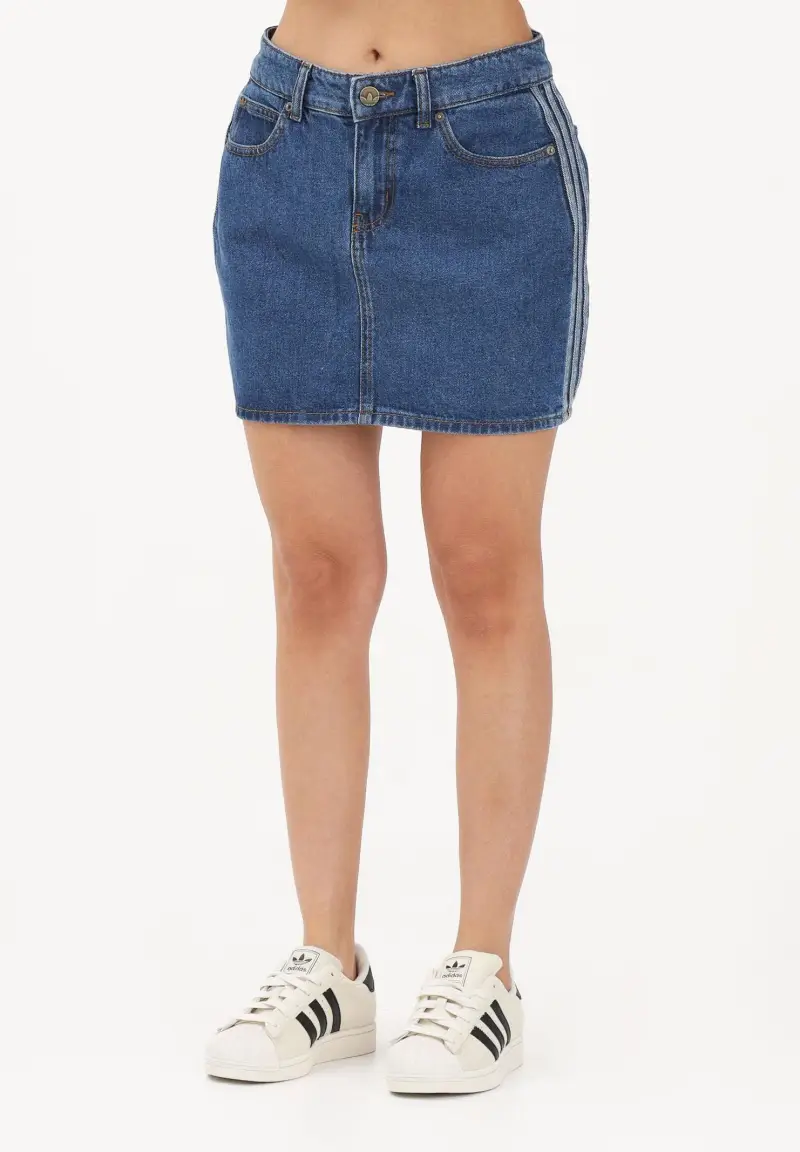 Gonna corta 3-Stripes in denim medio da donna