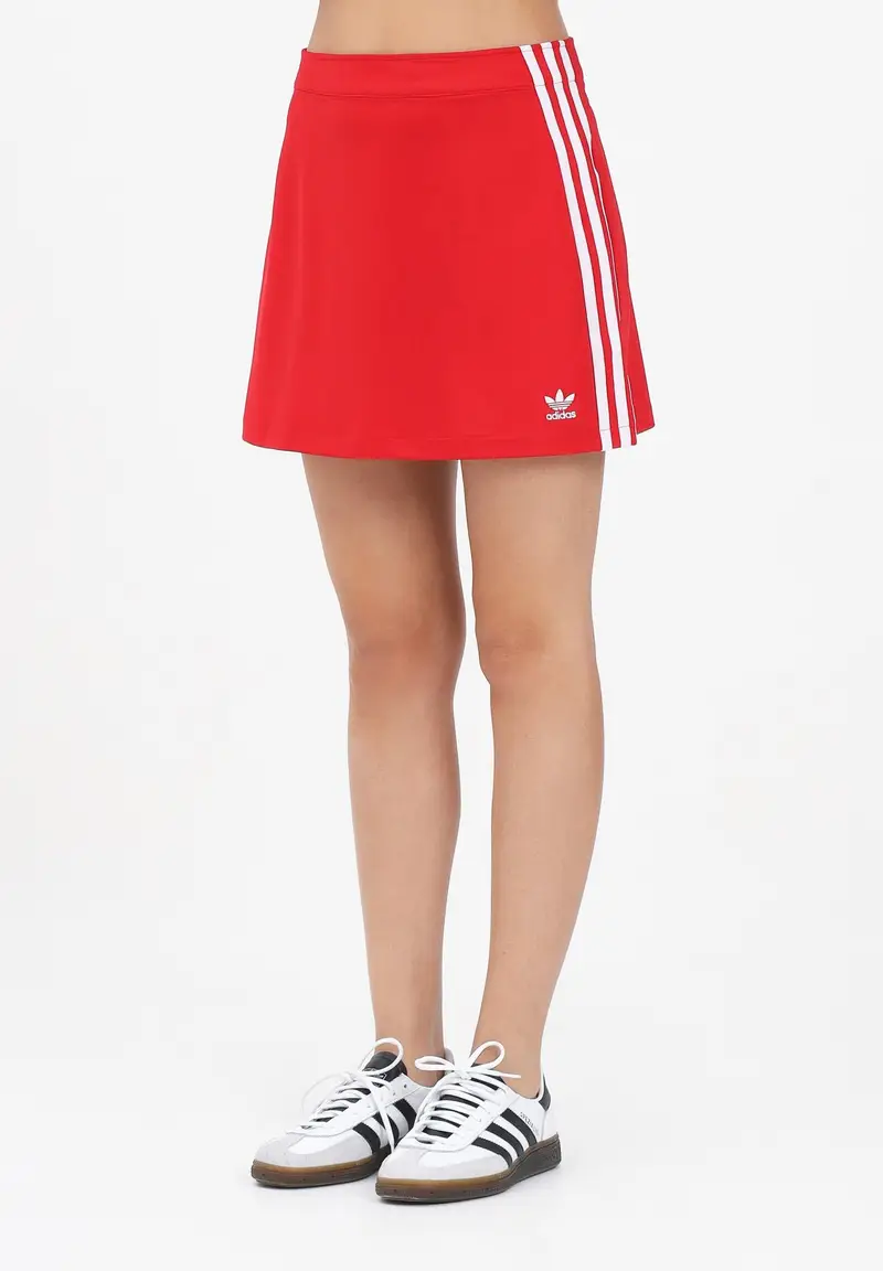 ADIDAS ORIGINALS Gonna corta Adicolor 3-Stripes rossa da donna