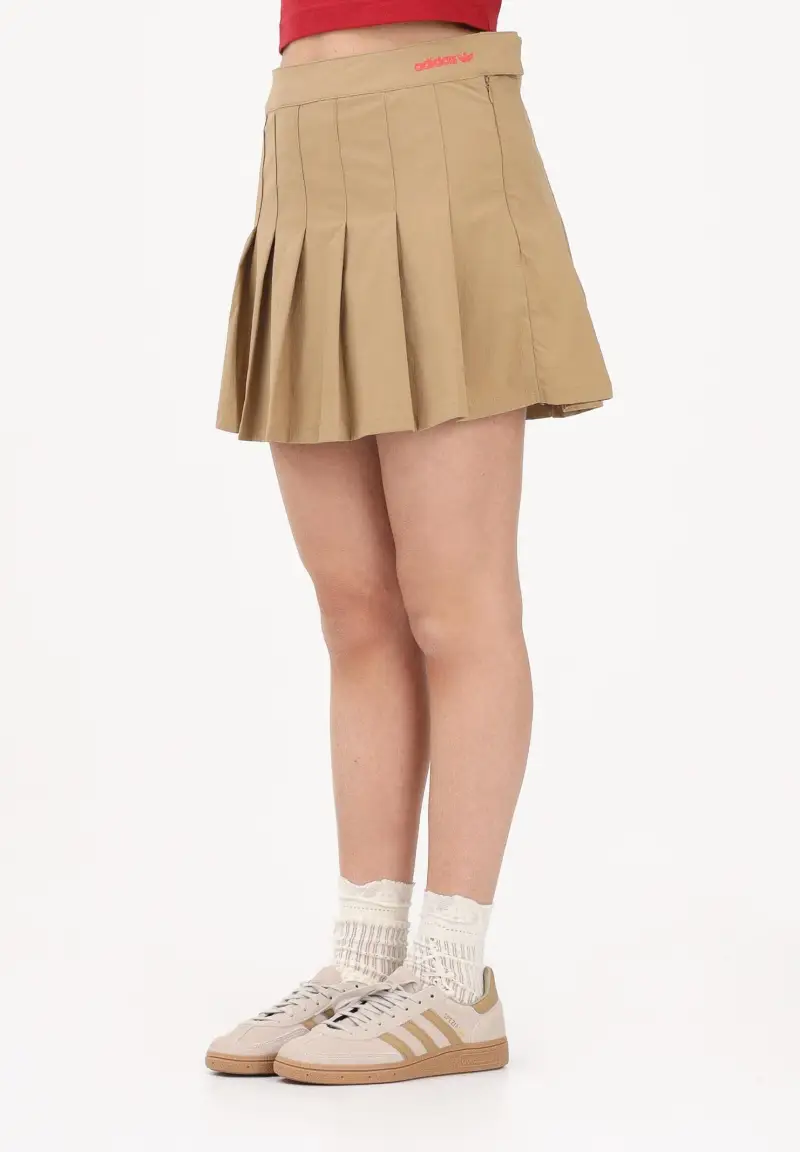 Gonna corta Pleated beige da donna