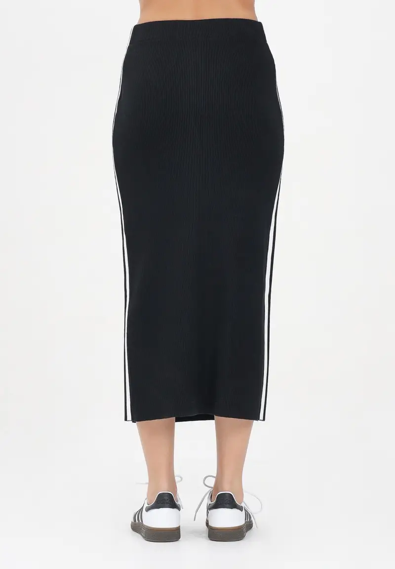 ADIDAS ORIGINALS Gonna midi adicolor Knit 3-Stripes nera da donna miniatura 2