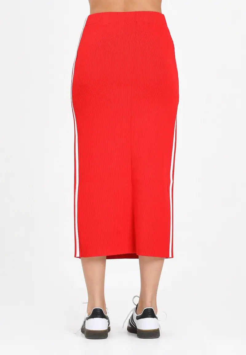 ADIDAS ORIGINALS Gonna midi Adicolor Knit 3-Stripes rossa da donna miniatura 3