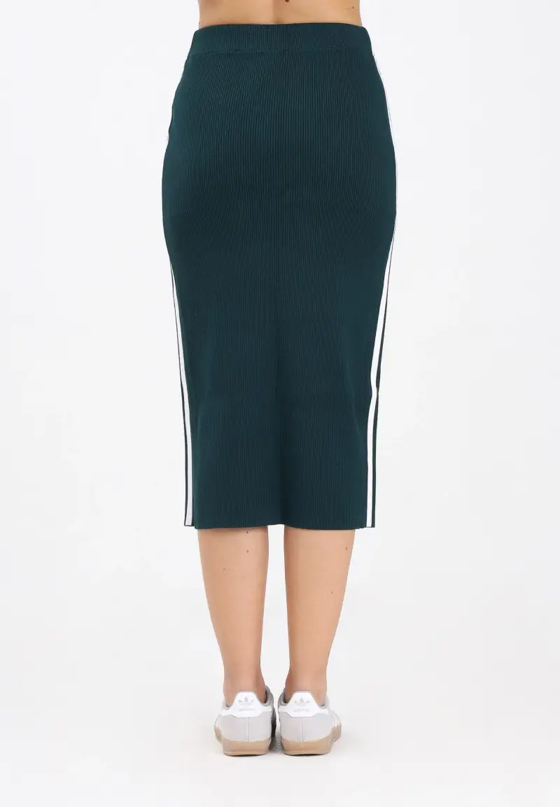 Gonna midi Adicolor Knit 3-Stripes verde da donna miniatura 3