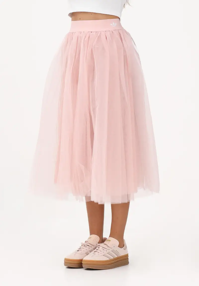 Gonna midi in tulle rosa da donna
