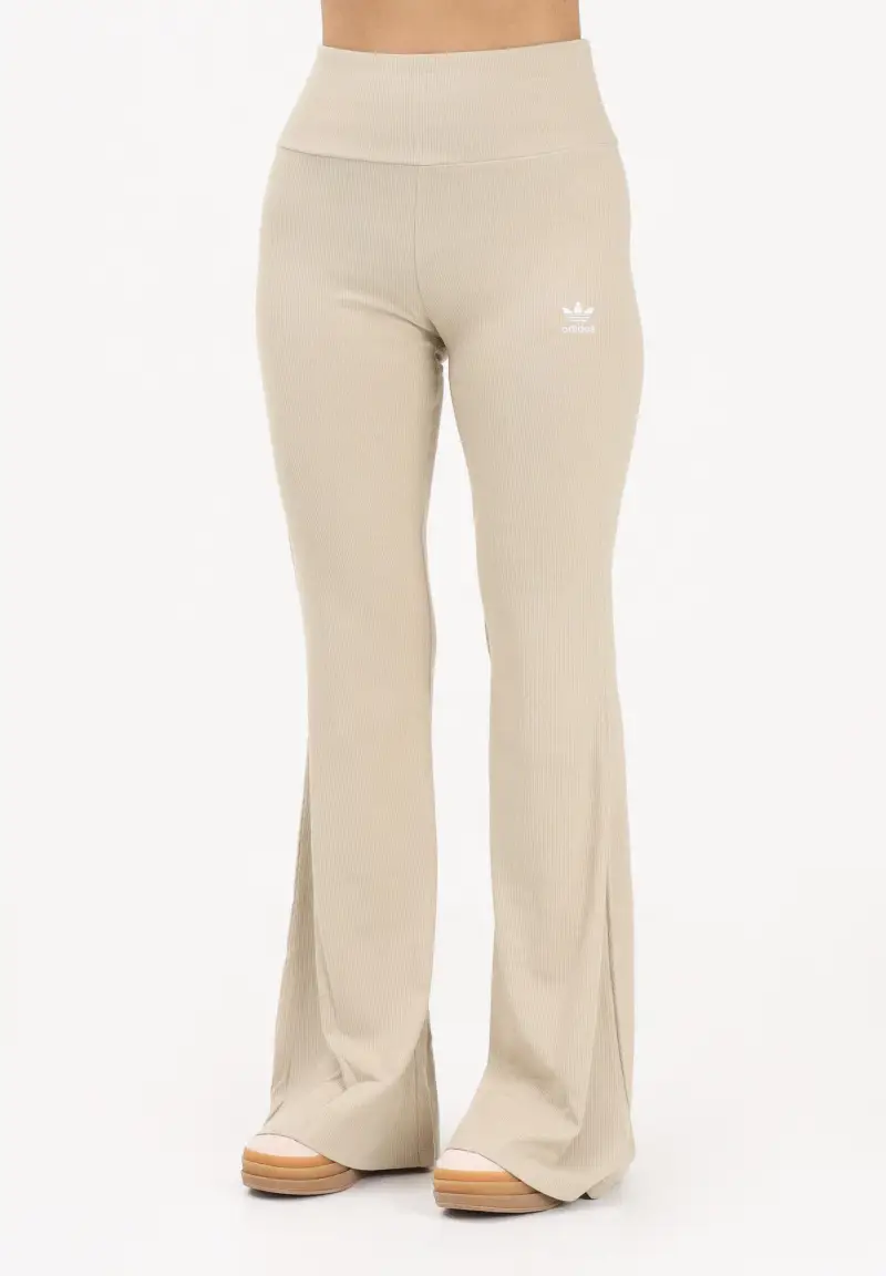 Leggings Essentials Rib Flared beige da donna