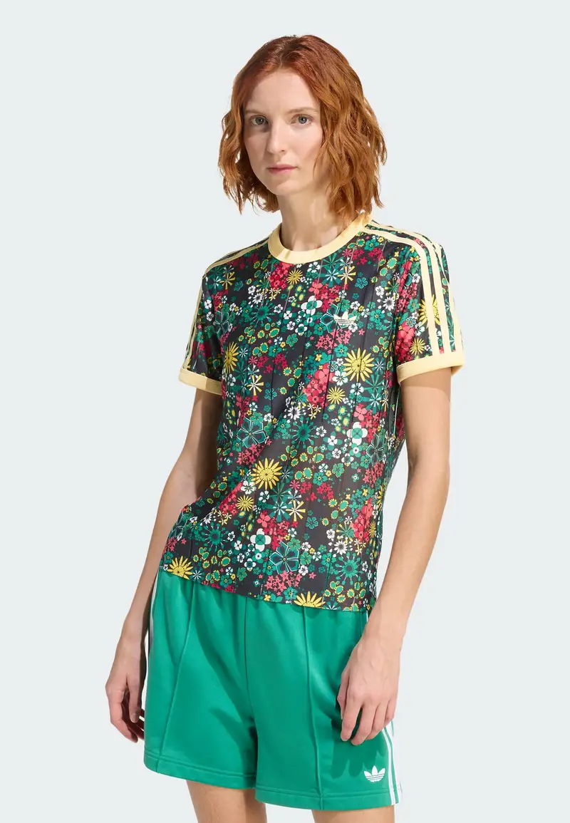 Maglietta Adidas Originals x Liberty London giallo / smeraldo / rosso / nero miniatura 2