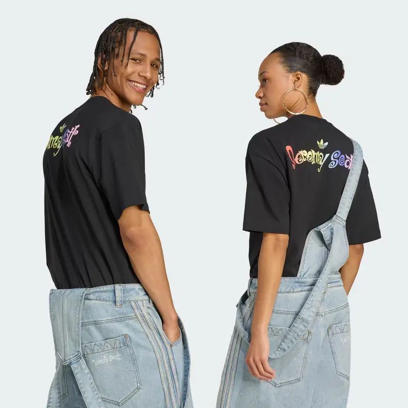 Maglietta Adidas x Jeremy Scott blu chiaro / limone / sambuco / nero miniatura 3