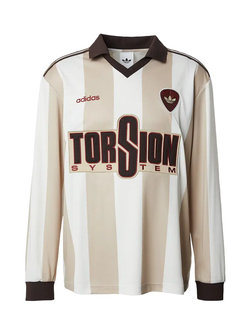 Maglietta beige / marrone scuro / bianco