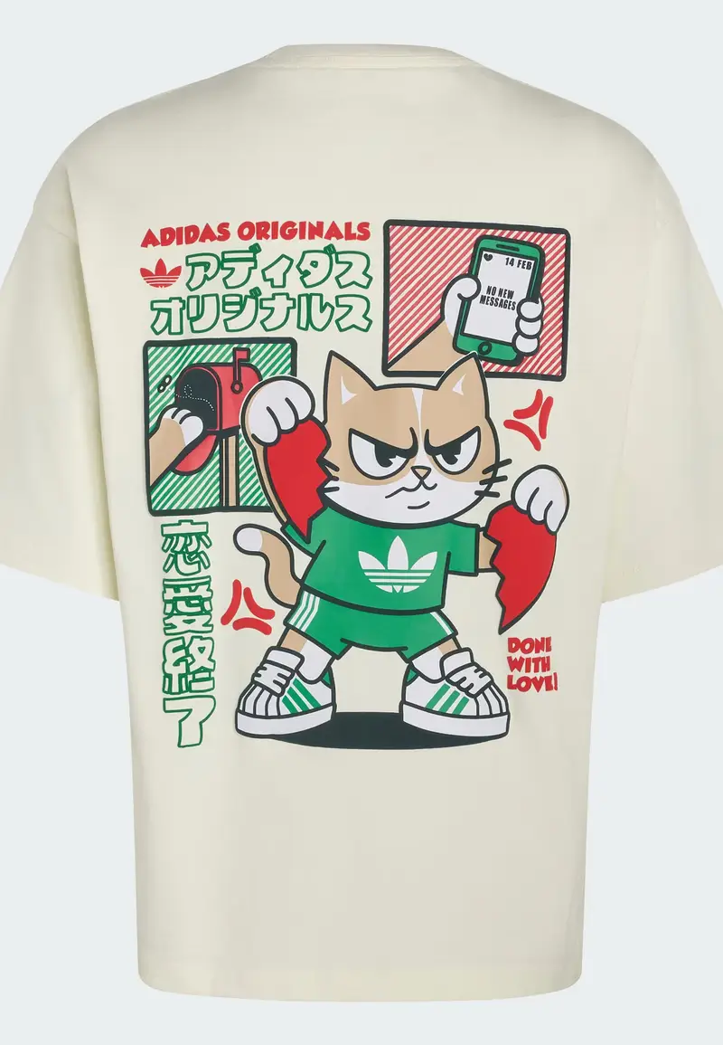 Maglietta Heart Broken Cat verde erba / rosso sangue / bianco miniatura 2