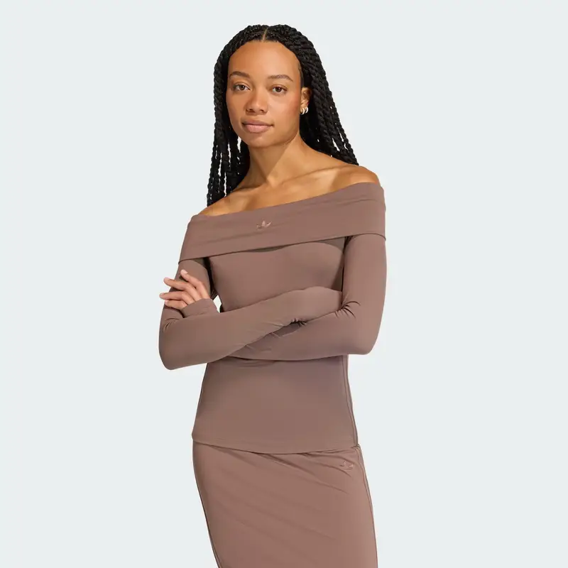 Maglietta OFF-SHOULDER LONG SLEEVE cioccolato miniatura 2