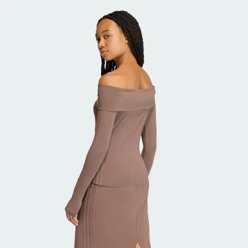 Maglietta OFF-SHOULDER LONG SLEEVE cioccolato miniatura 3