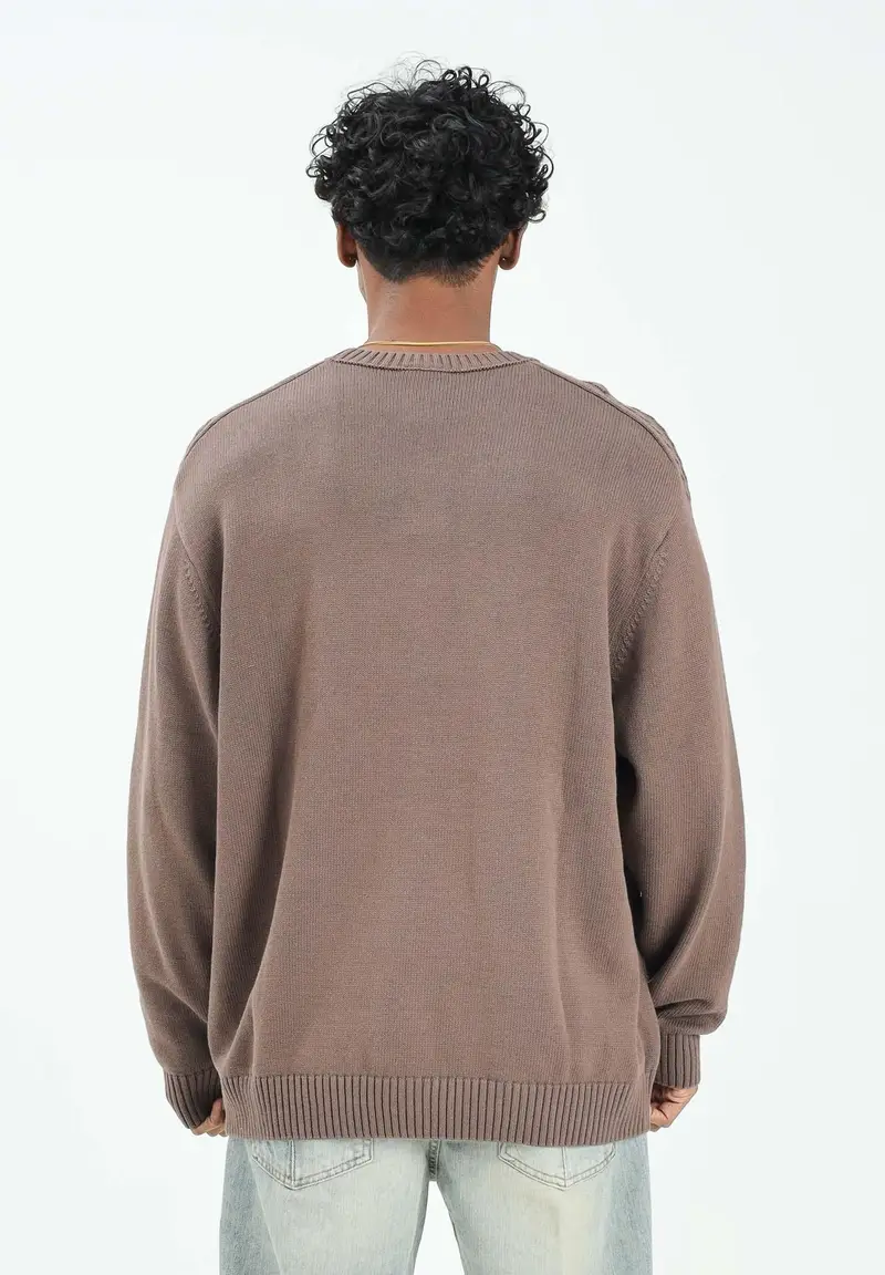 Maglioncino girocollo Premium Essentials marrone da uomo miniatura 3