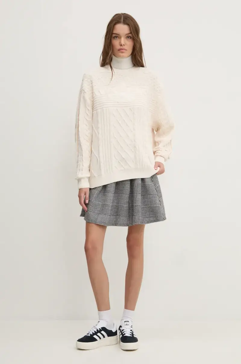 maglione 70s Trefoil Sweater donna colore beige JN8318 miniatura 2