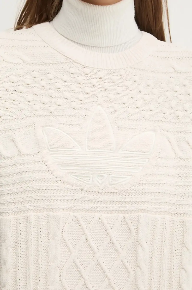 maglione 70s Trefoil Sweater donna colore beige JN8318 miniatura 5