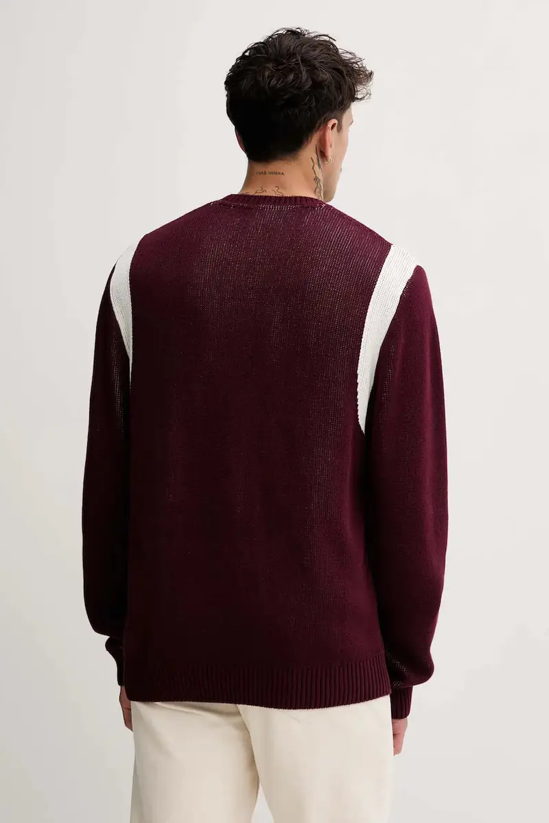 maglione in cotone Varsity Regular uomo colore granata JX8215 miniatura 3