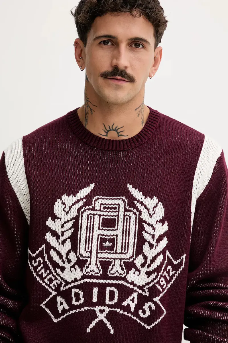 maglione in cotone Varsity Regular uomo colore granata JX8215 miniatura 4