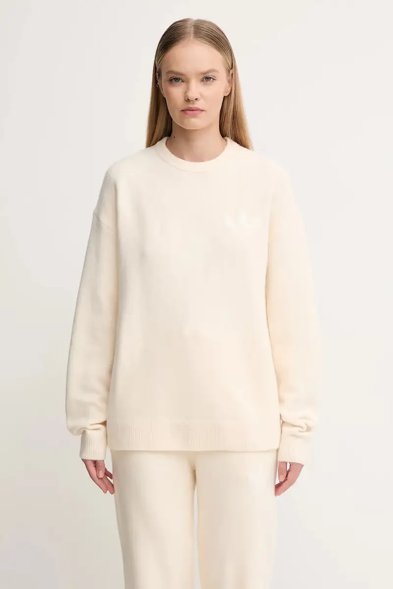 maglione in misto lana Knitted Sweater donna colore beige KF2339