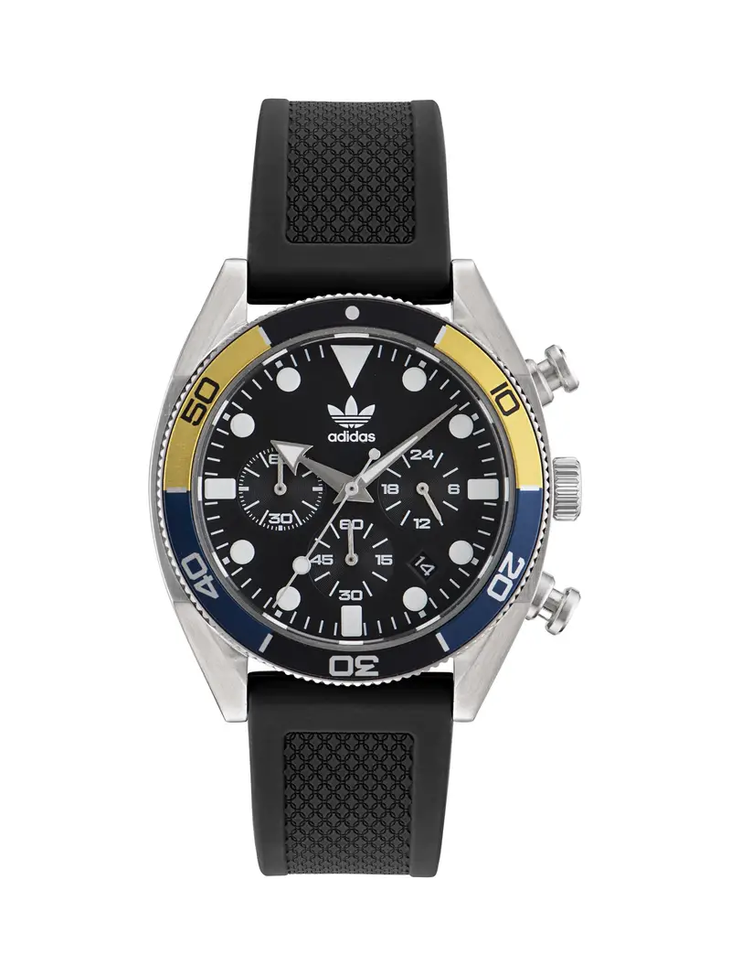 ADIDAS ORIGINALS Orologio analogico ' EDITION TWO CHRONO ' blu scuro / giallo / nero / argento