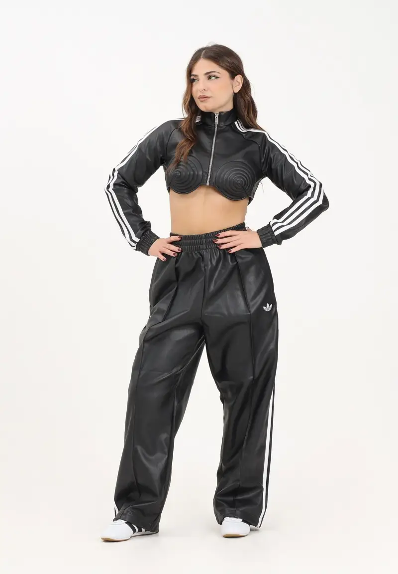 Pantalone adidas x Jeremy Scott Pride in ecopelle nera da donna miniatura 2