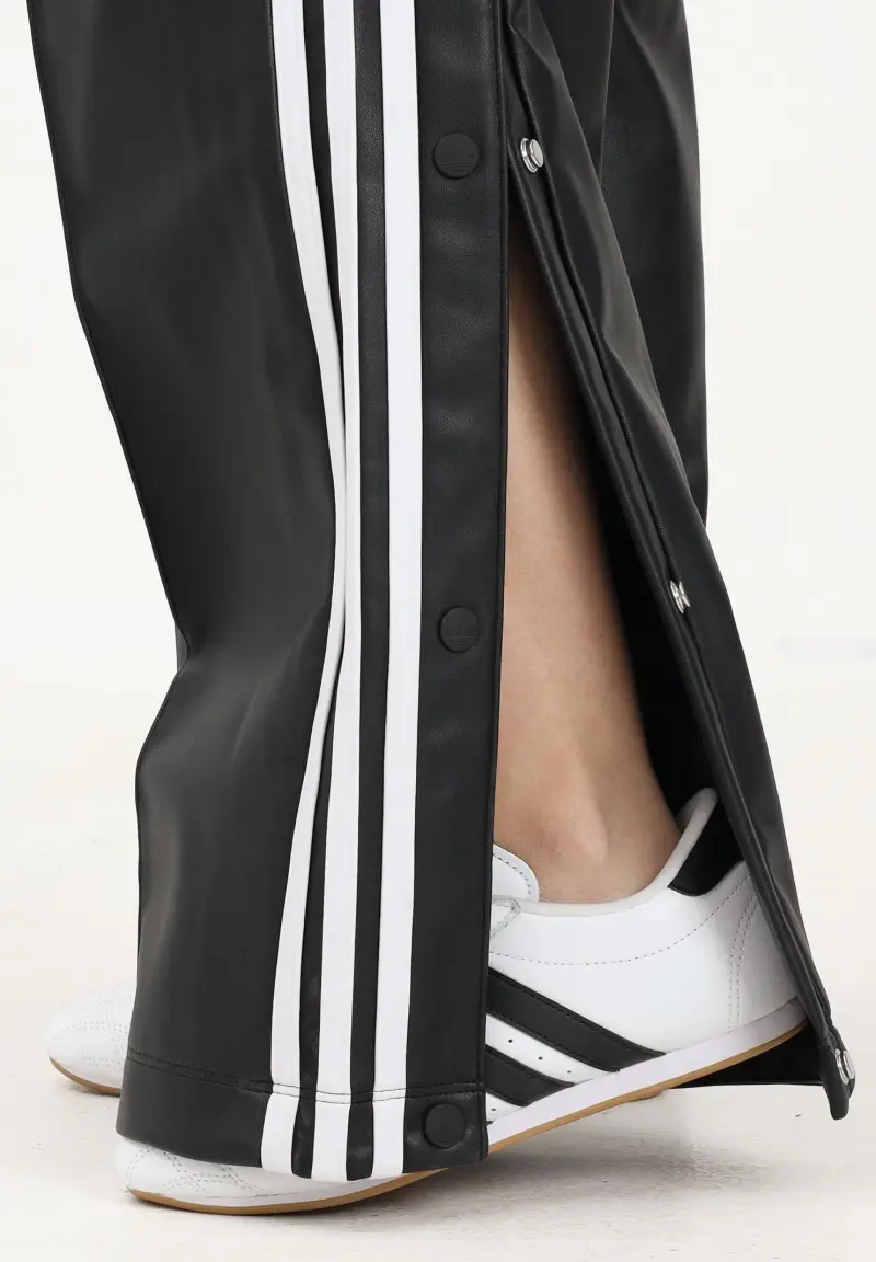 Pantalone adidas x Jeremy Scott Pride in ecopelle nera da donna miniatura 3