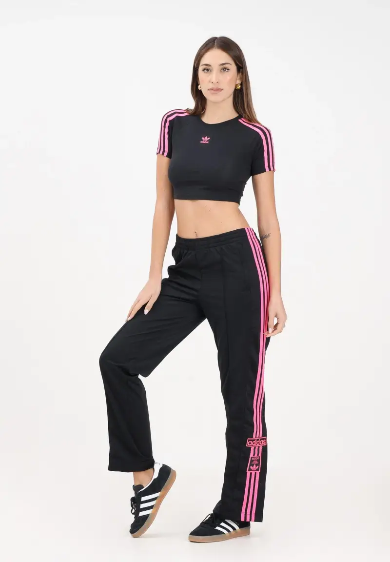 Pantalone sportivo adibreak nero e fucsia da donna miniatura 2