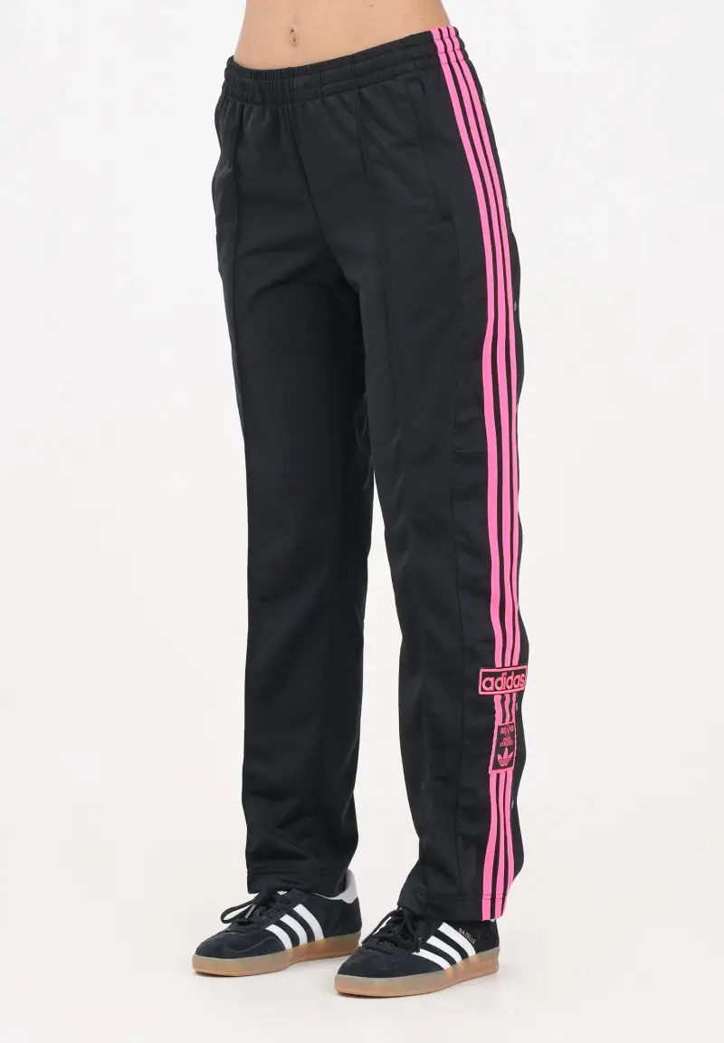 Pantalone sportivo adibreak nero e fucsia da donna