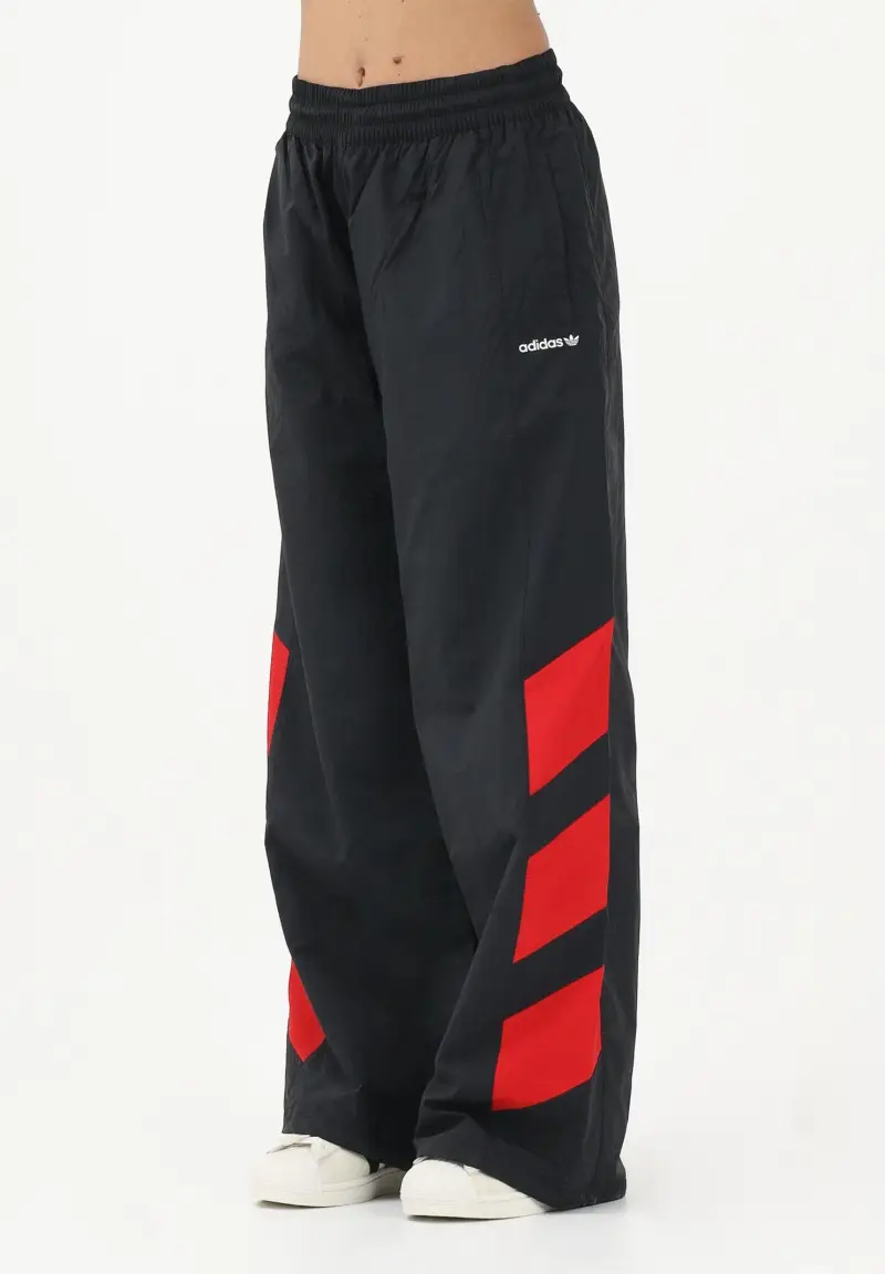 Pantalone sportivo Blocked Washed nero e rosso da donna