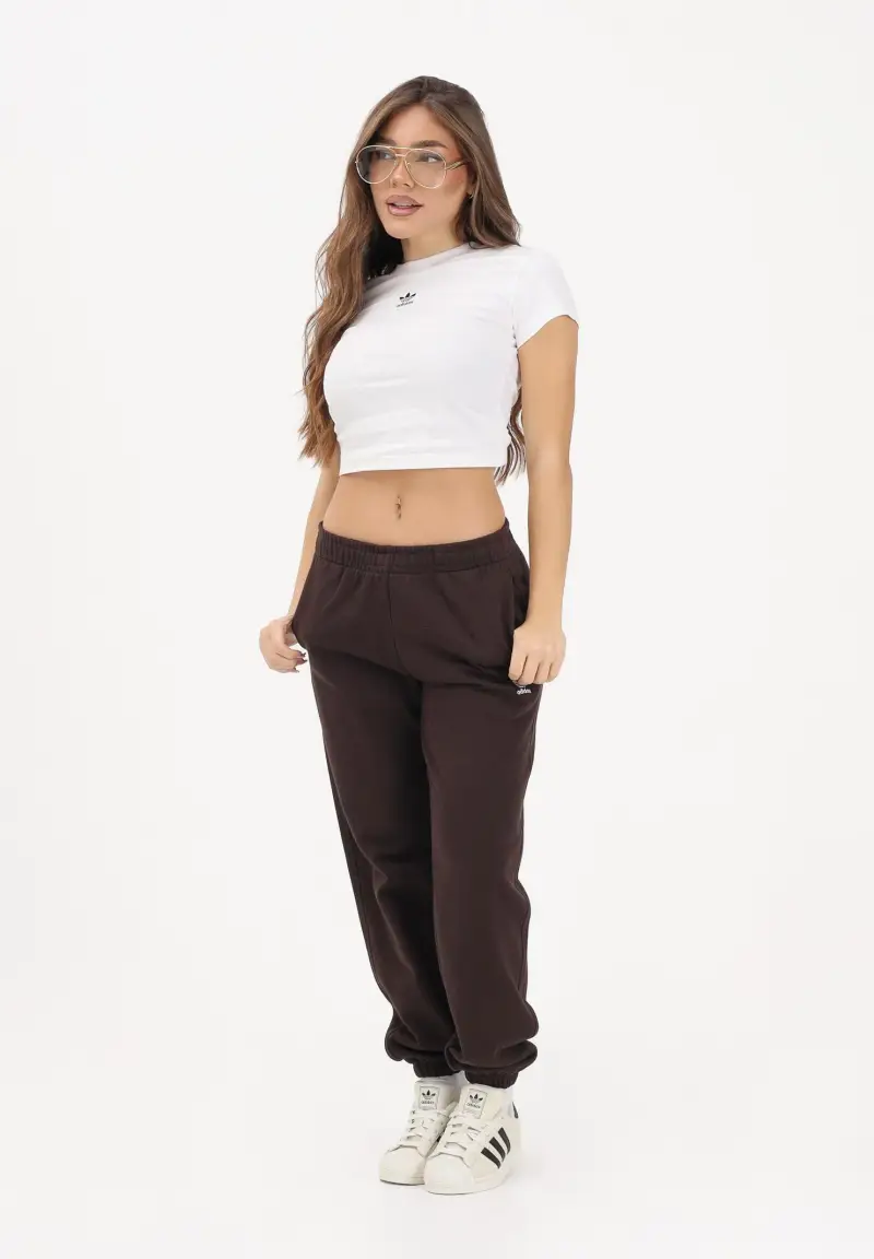 Pantalone sportivo Essentials French Terry Regular Cuffed marrone da donna miniatura 2