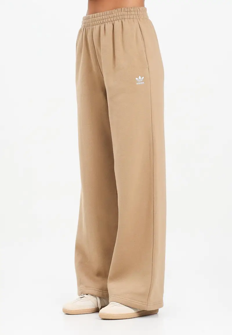 Pantalone sportivo Essentials Wide Leg Fleece beige da donna