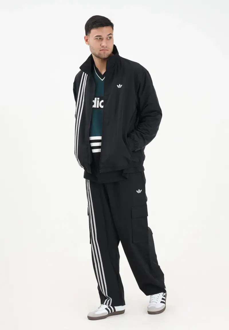 Pantalone sportivo Front Stripes Woven Cargo nero da uomo miniatura 2