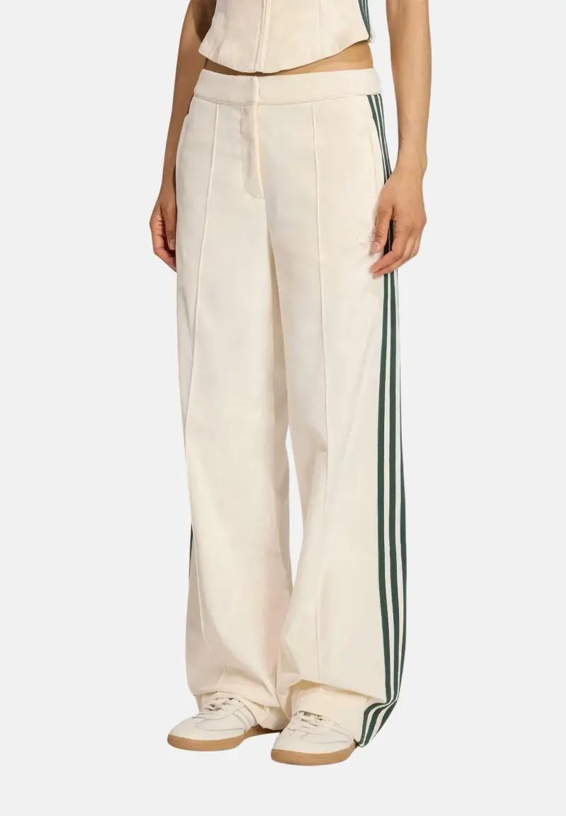 Pantalone sportivo in velluto panna e verde da donna