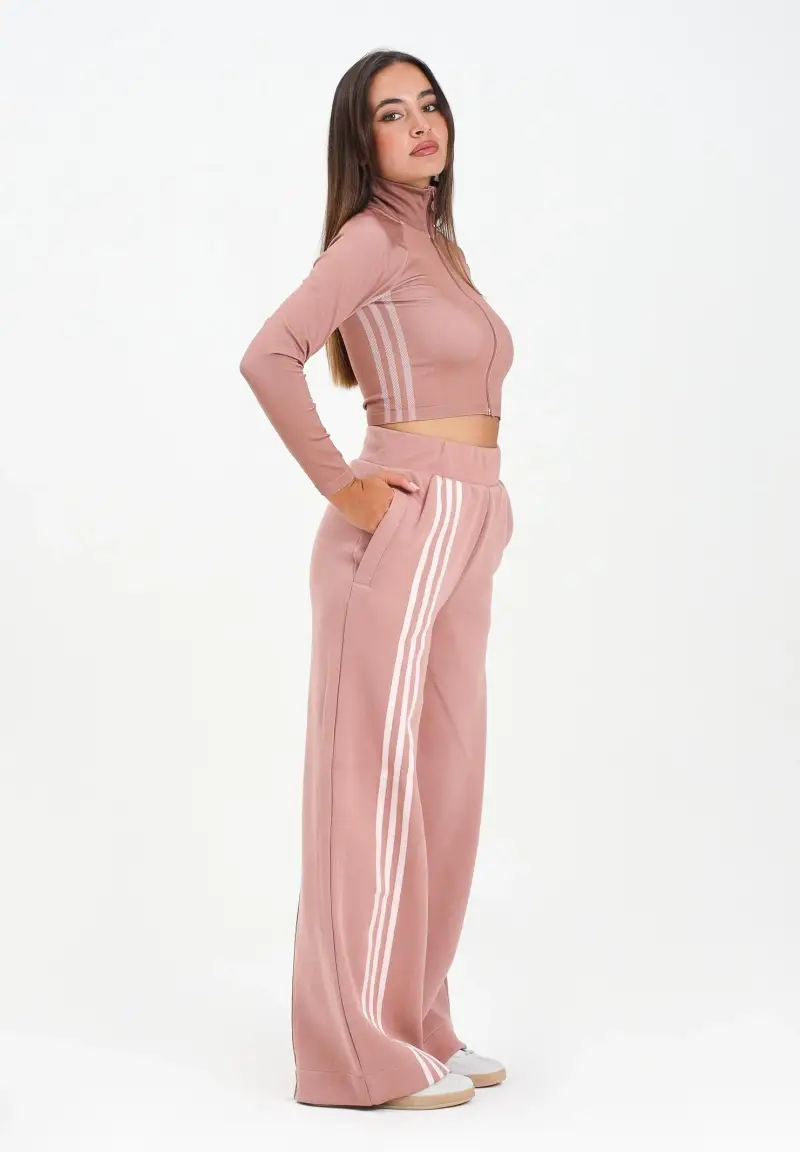 Pantalone sportivo Wide Off Placed 3 Stripes rosa da donna miniatura 2