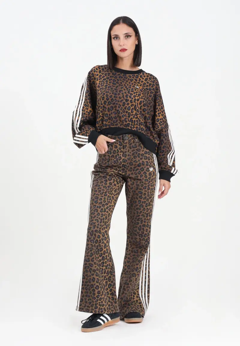Pantalone Wide Leg Leopard marrone da donna miniatura 2
