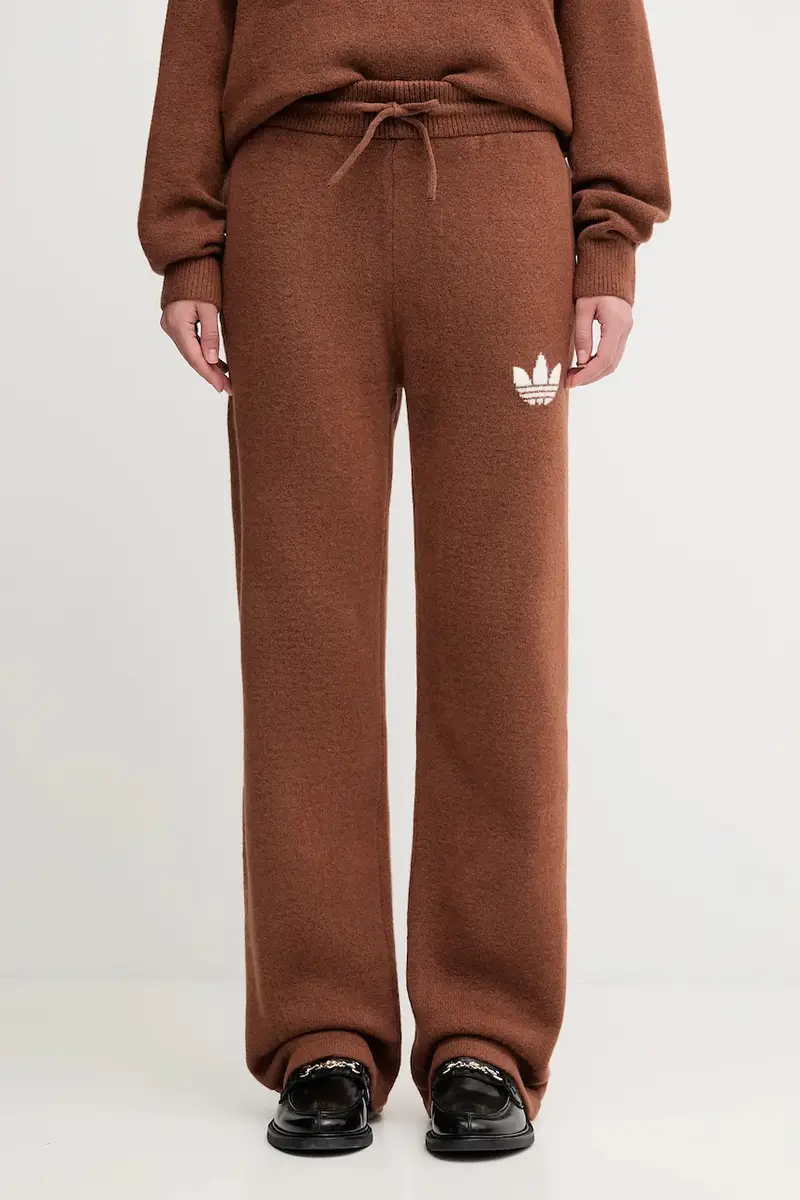 pantaloni con aggiunta di cotone bambini Knitted Pants donna colore marrone KF2535