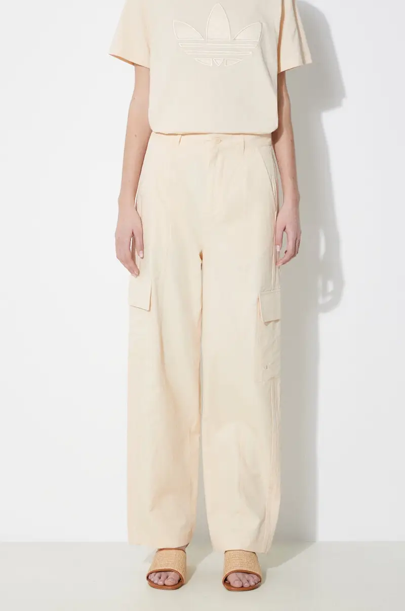 pantaloni in cotone colore beige IU2695