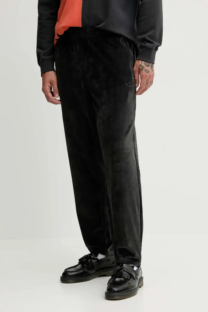 pantaloni in velluto Sst Tp uomo colore nero con applicazione JW8377
